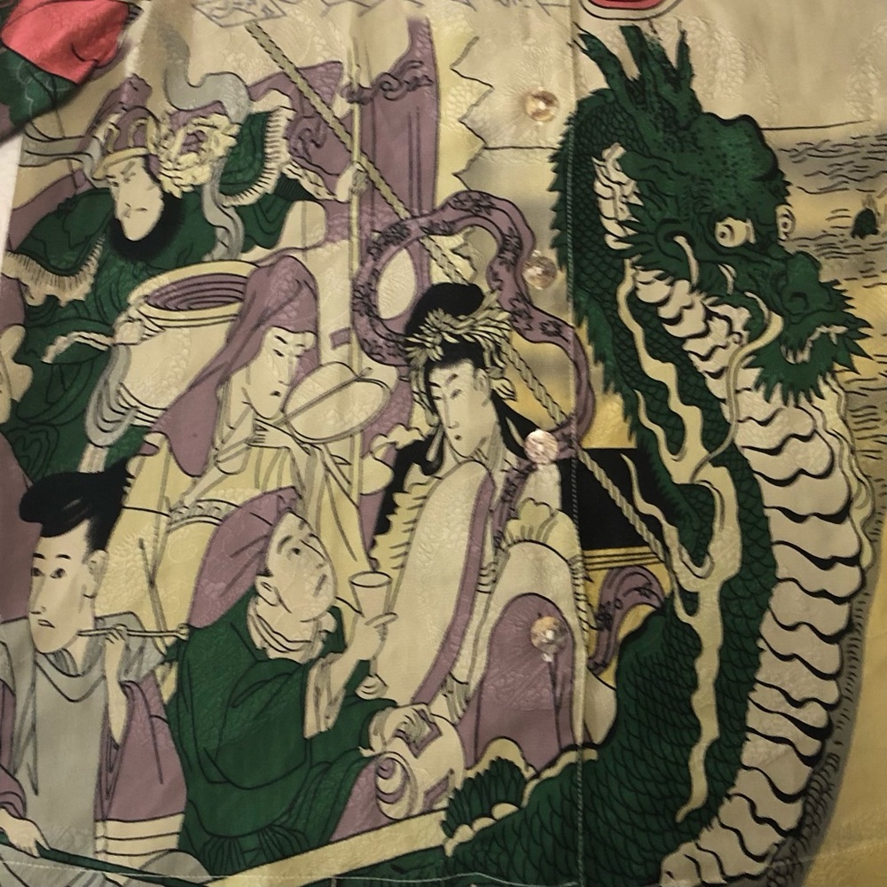 Citron Santa Monica Set 2pc Capri/Long Shorts Geisha Dragon 3/4 Sleeves XS - Picture 8 of 12
